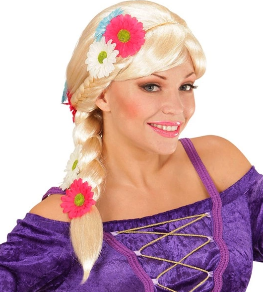 Peluca Rapunzel con flores