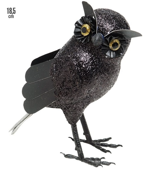 Buho negro decoracion 18,5CM