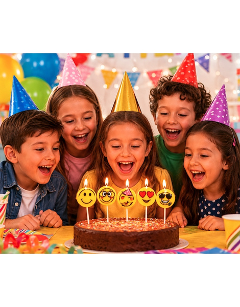 Set 5 Velas Caritas Sonrientes