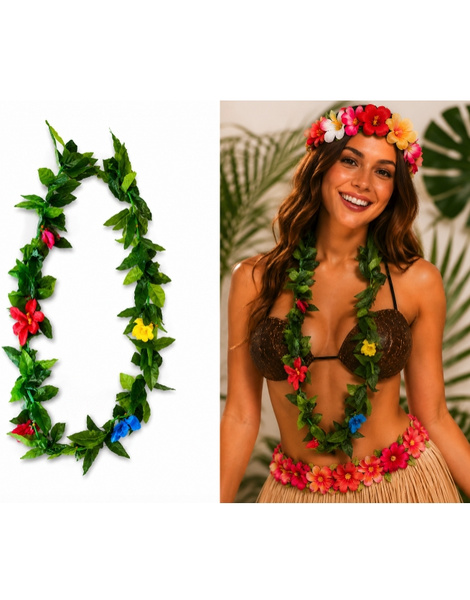 Collar Hawaiano Hojas Verdes