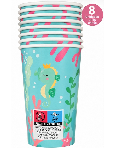 8 Vasos Sirena desechables