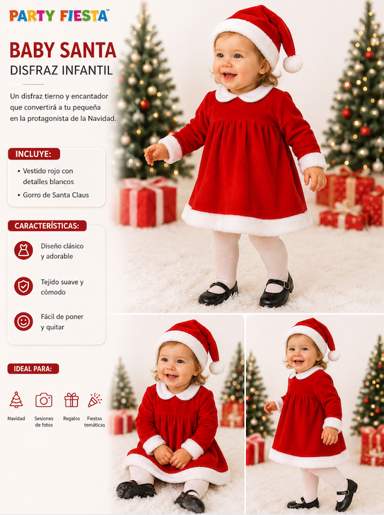 Traje Mama Noel Bebe 6 meses