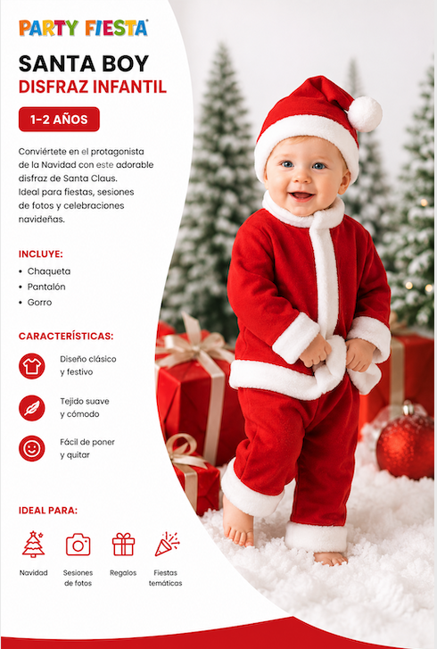 Disfraz Santa para Bebes 12/24M