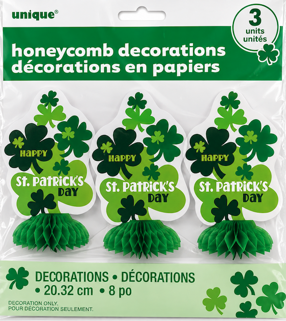 Decoración San Patricio 3 uds. 20 cms.