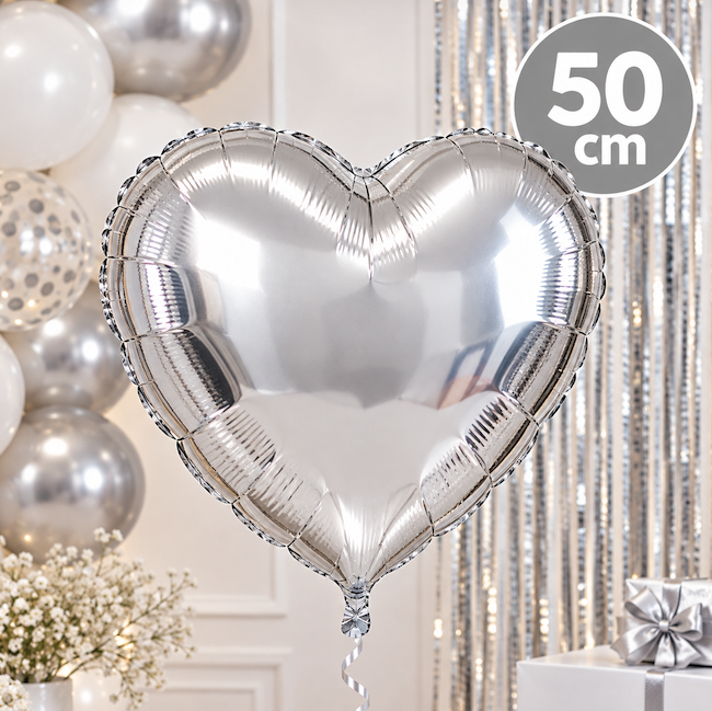 Globo Foil Corazon plata 50 cms