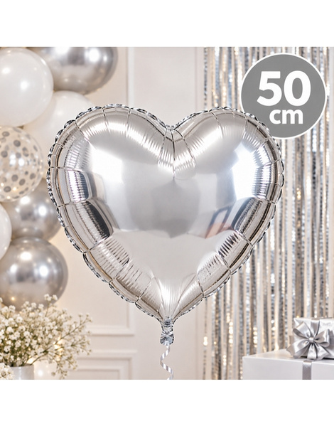 Globo Foil Corazon plata 50 cms