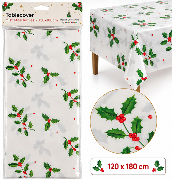 Mantel Papel Hojas Ponsetias 120x180