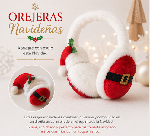 Orejeras con gorrito Papa noel deluxe