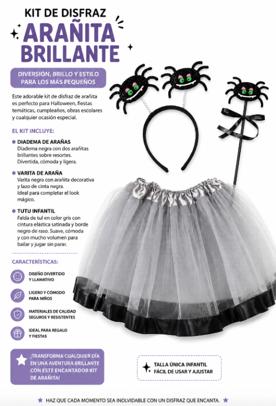Kit Disfraz Arañitas Infantil