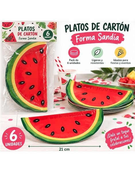 6 Platos Forma Sandia 21 Cm