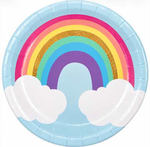 8 platos Arcoiris Rainbow Pastel 26 cms