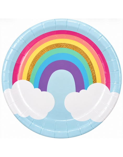 8 platos Arcoiris Rainbow Pastel 26 cms