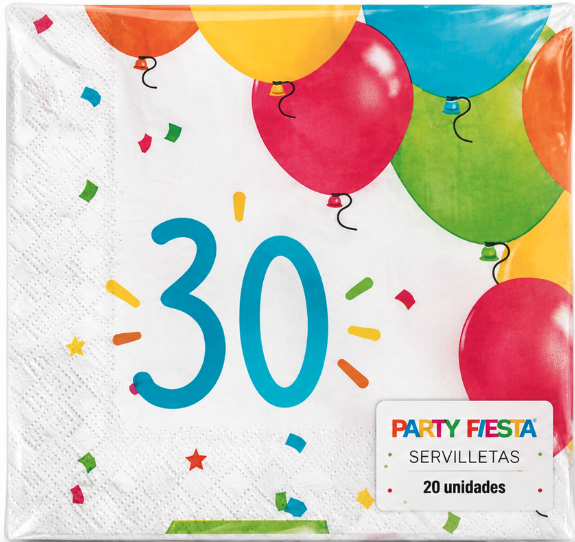 20 Servilletas 30 Años Party Globos