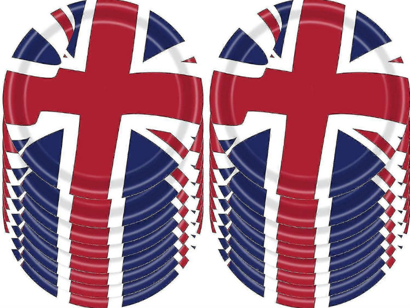 8 Platos Bandera GB 23 Cms.