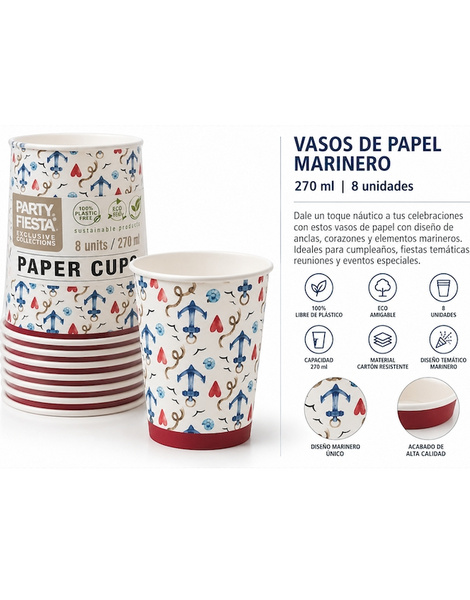 8 Vasos Red Sailor 270ml.