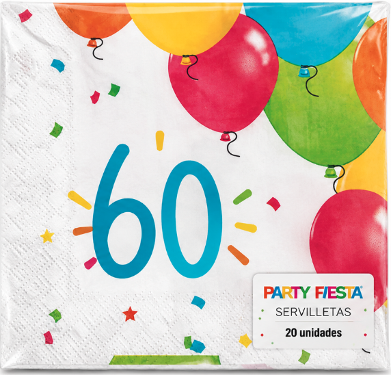 20 Servilletas 60 Años Party Globos