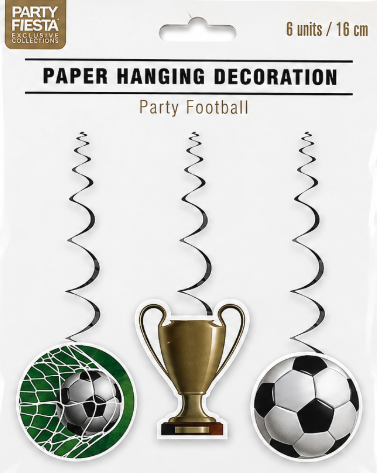 6 Espirales Party Futbol 16 cms.