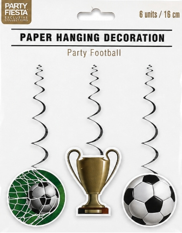 6 Espirales Party Futbol 16 cms.