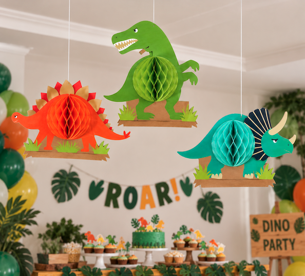 Decoracion 3 Dinosaurios roseton 28x23cm