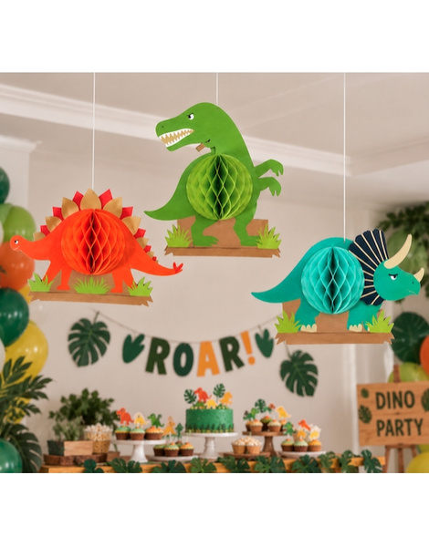 Decoracion 3 Dinosaurios roseton 28x23cm