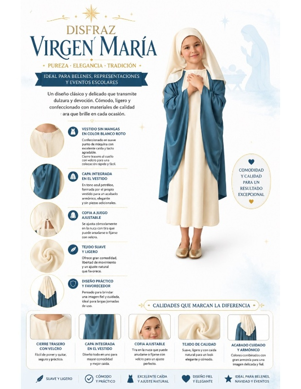 Disfraz Virgen María infantil