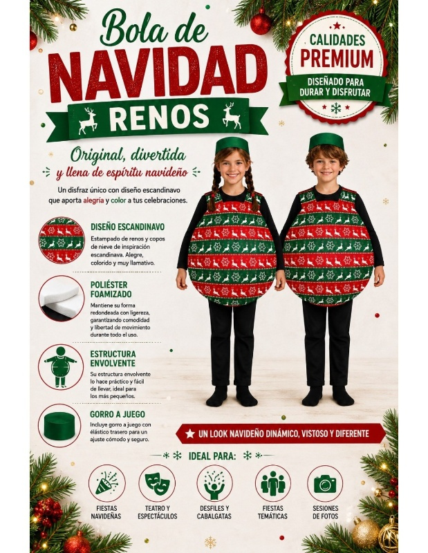 Disfraz Bola Navidad renos infantil