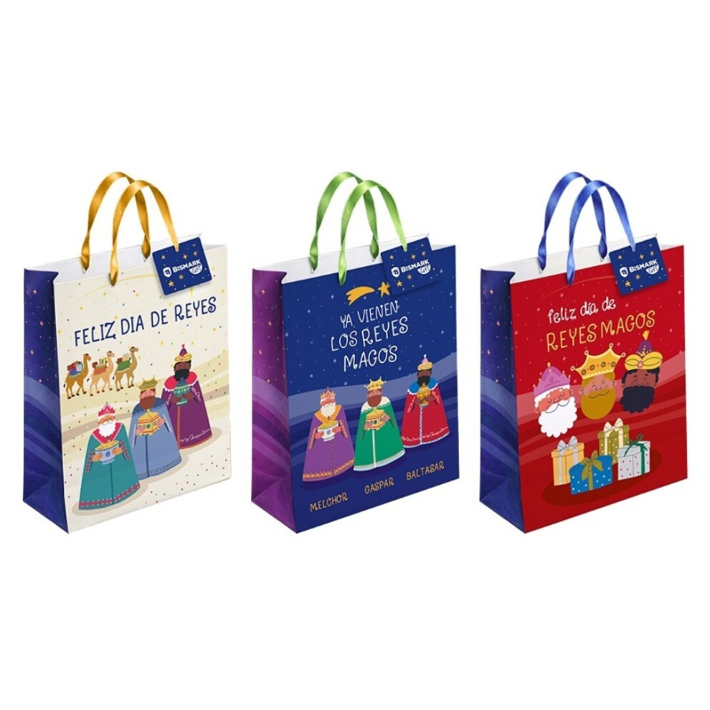 Bolsa Papel Reyes magos foil c/tarjeta