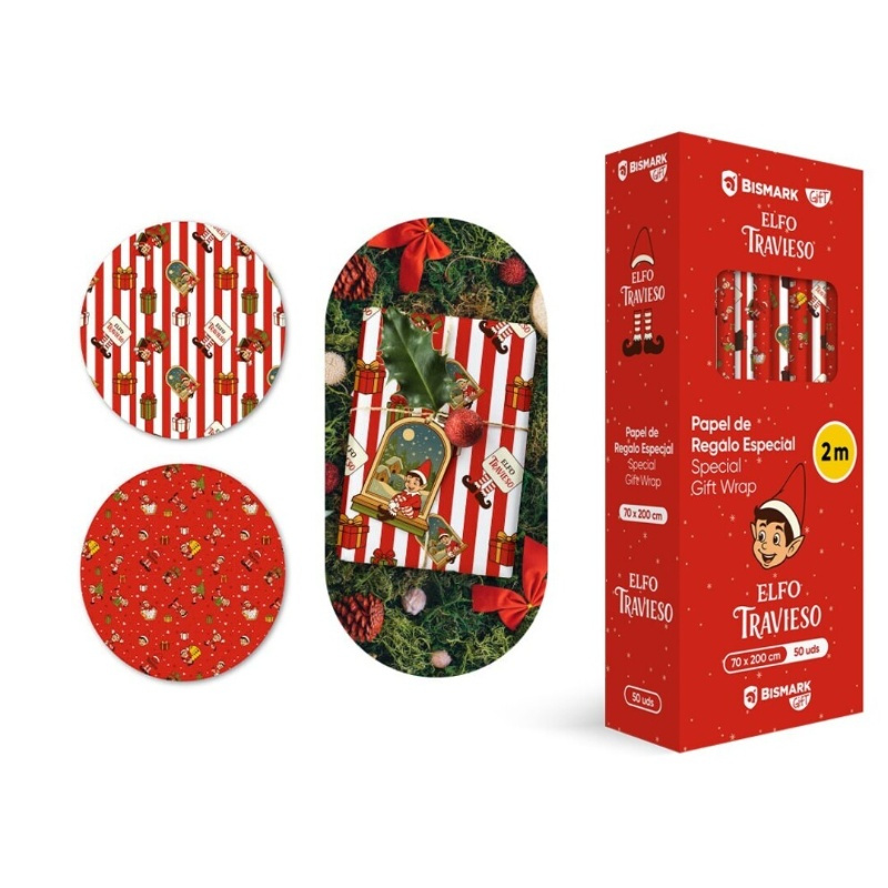 Papel regalo Elfo Travieso 70x200