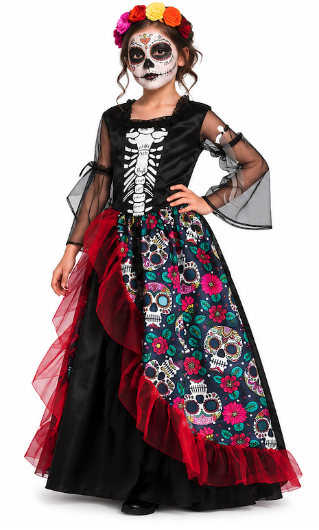 Disfraz Catrina con diadema infantil