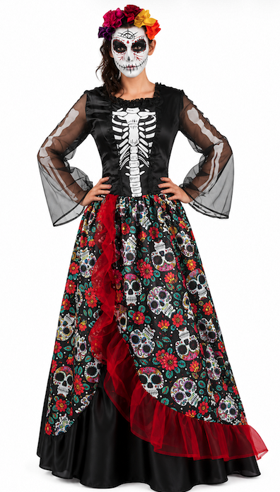 Disfraz Catrina con diadema para mujer