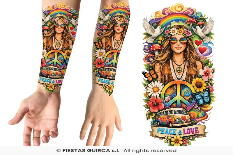 Tatuaje Hippie 14X30 Cm