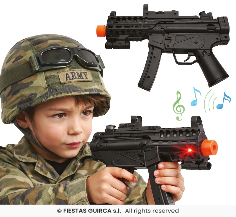Subfusil asalto con luz y sonido, 30 cm