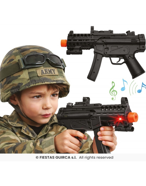 Subfusil asalto con luz y sonido, 30 cm