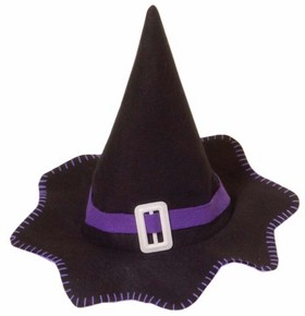 Gorro Bruja Fieltro Negro Y Morado