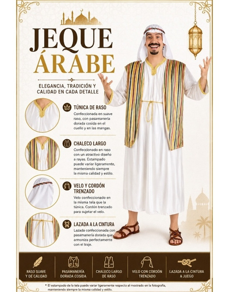 Fato de sheikh árabe para homem