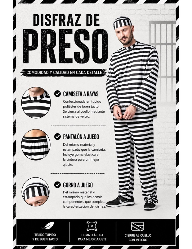 Disfraz Preso para hombre