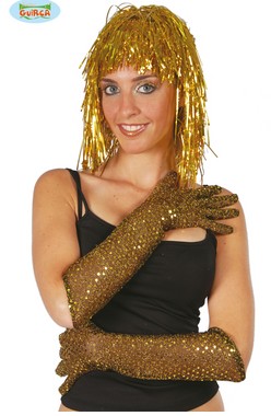 Guantes Largos Lentejuelas Oro