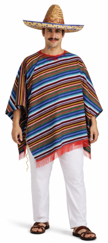 Disfraz poncho mejicano adulto
