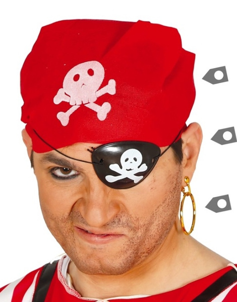 Conjunto pirata pañuelo parche+pendiente