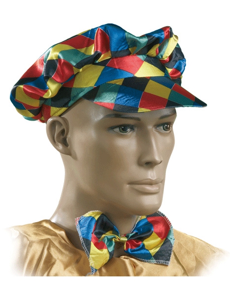 Gorra Y Pajarita Arlequinada Tela Adulto