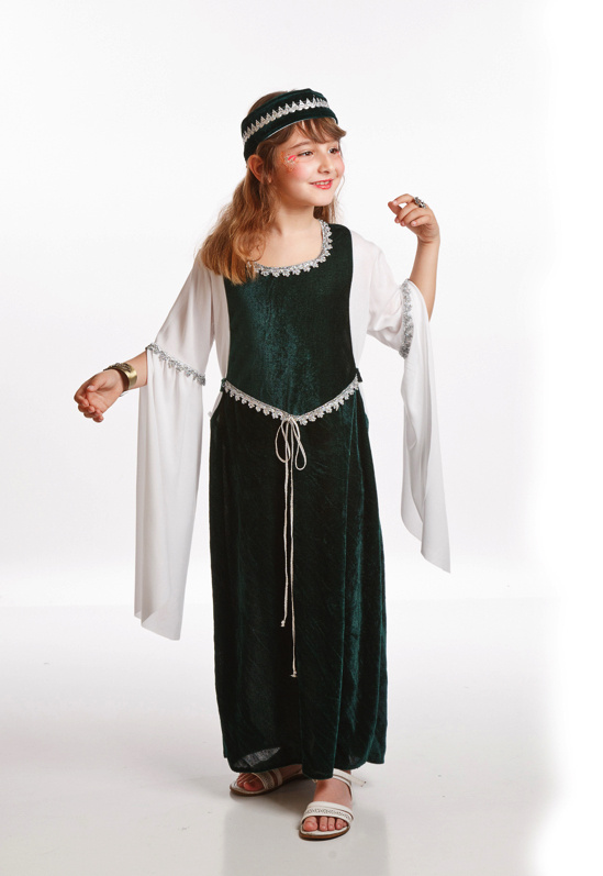 Disfraz medieval verde para niña