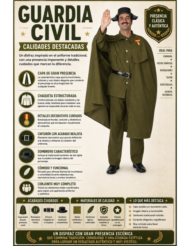 Fato de Guarda Civil Adulto