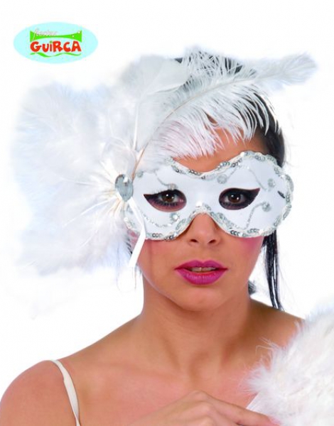 Antifaz Plumas blanco