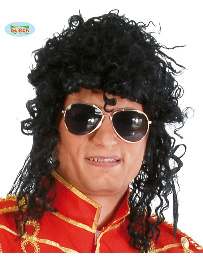 Peluca negra rizada