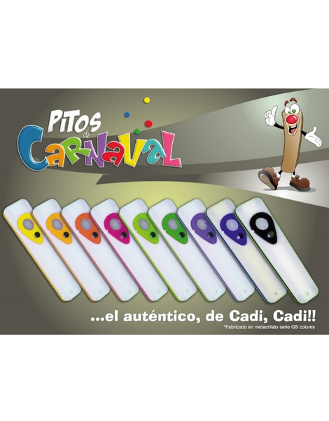 Pito metacrilato blanco y colores - La Tienda del Carnaval