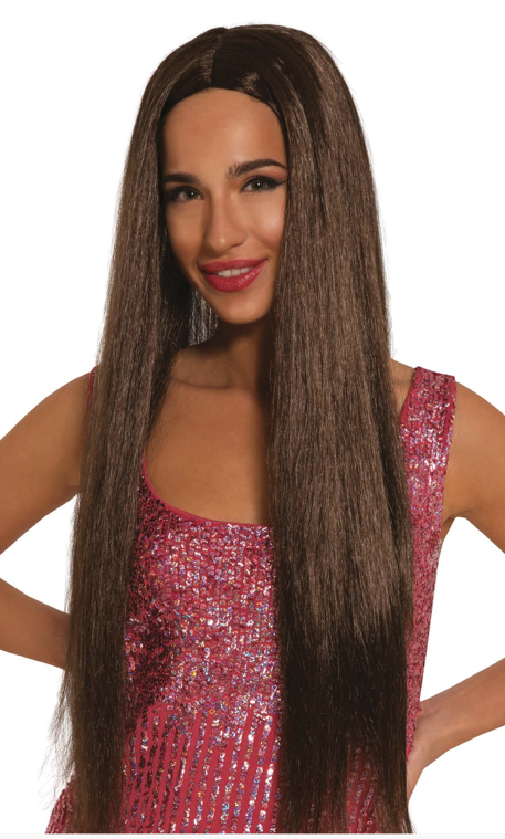 Peluca melena castaña