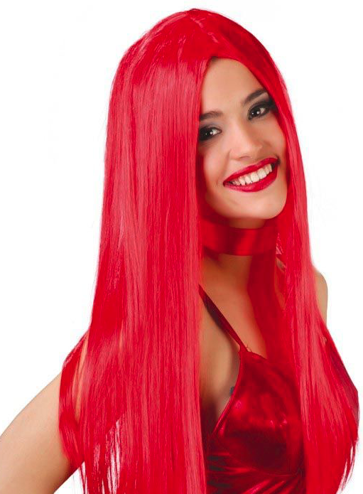 Peruca de cabelo comprido vermelho