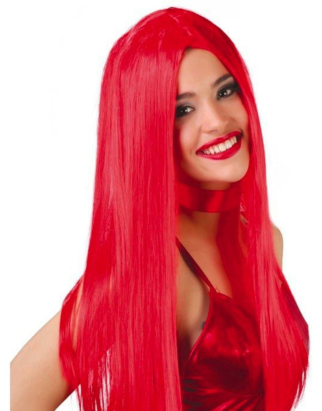 Peluca melena larga roja