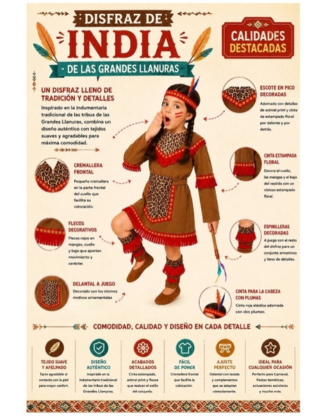 Disfraz India lujo para niña