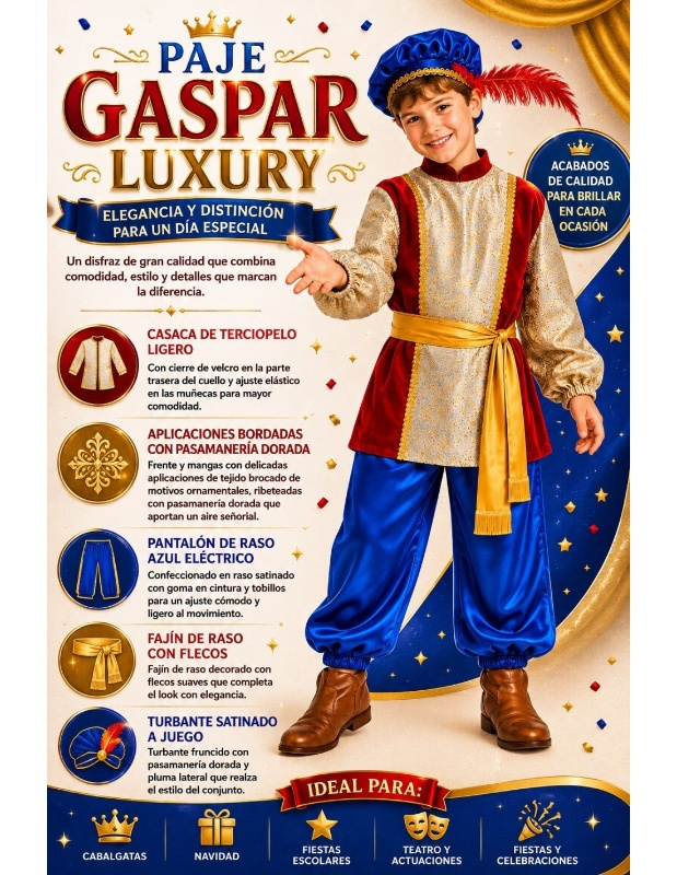Traje Paje Gaspar Luxo Crianças